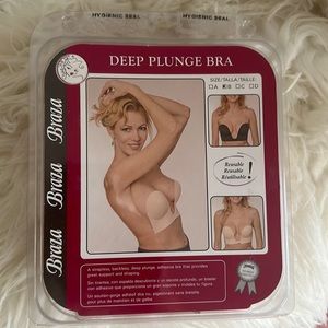 Deep Plunge Backless strapless nude Bra with adhesive
